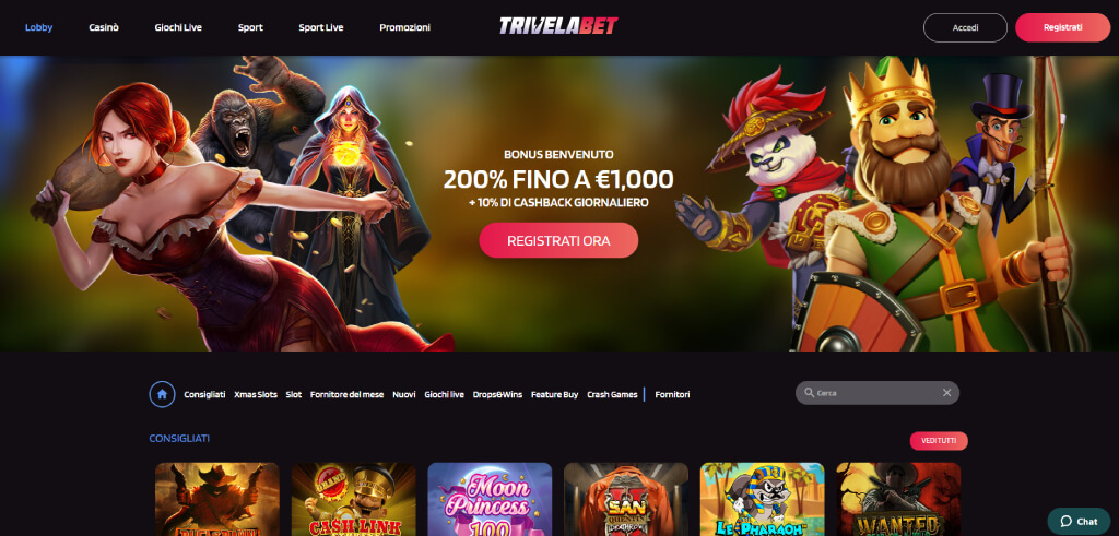 trivelabet casino desktop